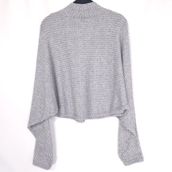 Anthropologie PILCRO Size L Cozy Ribbed Turtleneck Batwing Pullover Top Gray - Picture 9 of 12